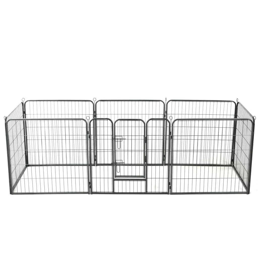Hundeauslauf 8 Platten 80x80 cm Stahl schwarz