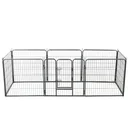 Hundeauslauf 8 Platten 80x80 cm Stahl schwarz