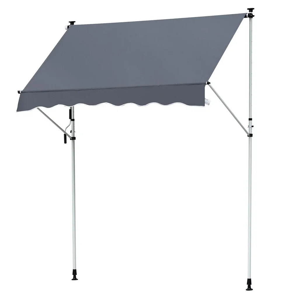Markise Klemmmarkise Sonnenschutz Faltarm Handkurbel Balkon Alu Cremeweiß 3x1,2cm