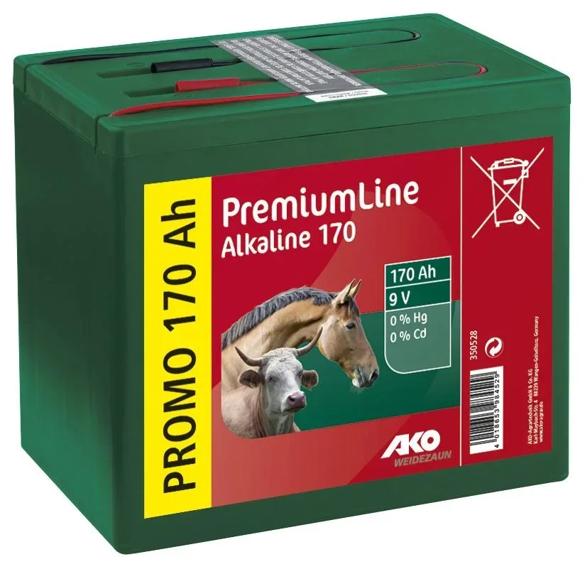 Alkaline Trockenbatterie für Weidezaungeräte, 9V / 170 Ah
