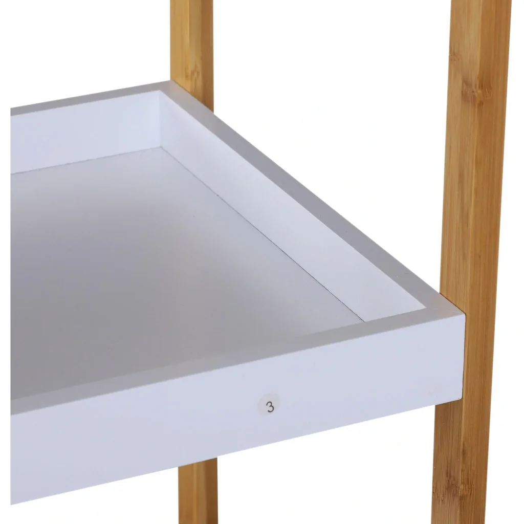 Badregal Standregal Lagerregal Küchenregal 5 Ablagen Bambus + MDF 32 x 30 x 130 cm