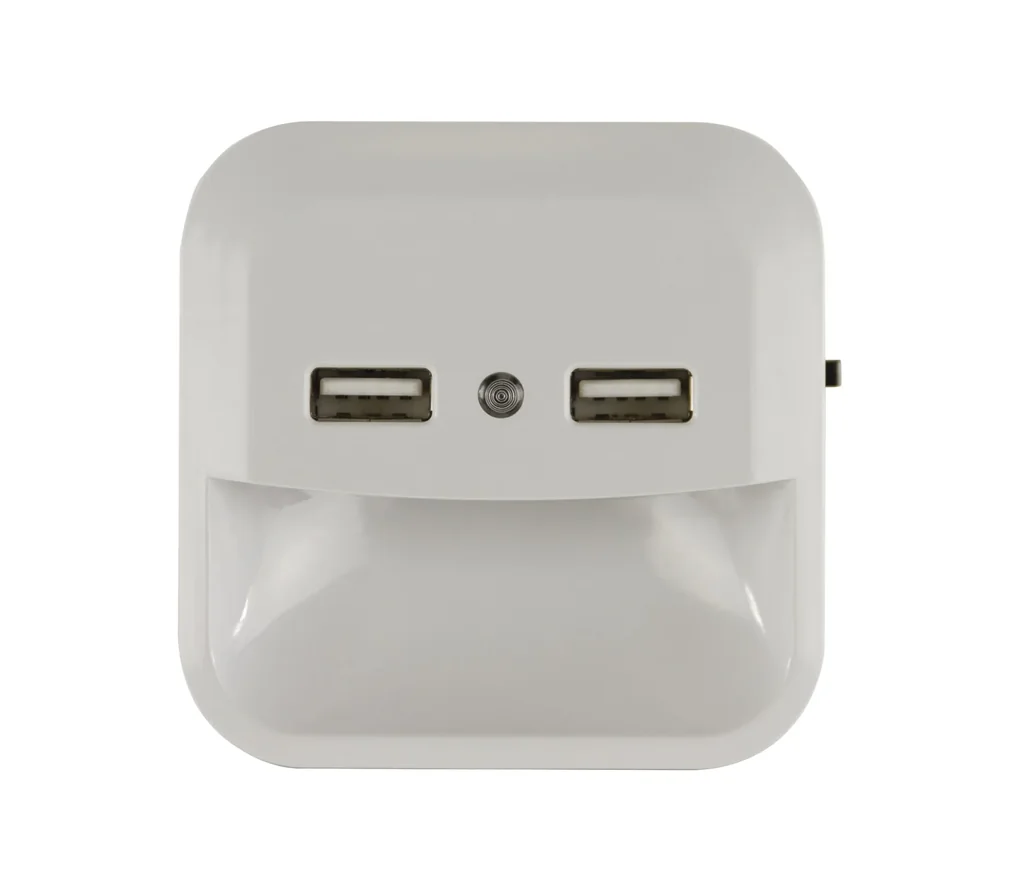 LED Nachtlicht mit integriertem Dämmerungssensor und 2 USB Steckdosen