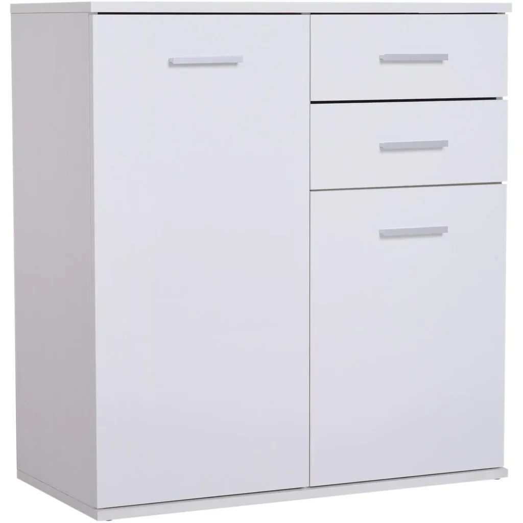 Kommode Standschrank Sideboard Schubladenkommode Beistellschrank verstellbar Fach mit 2 Schubladen Weiß 71 x 35 x 76 cm