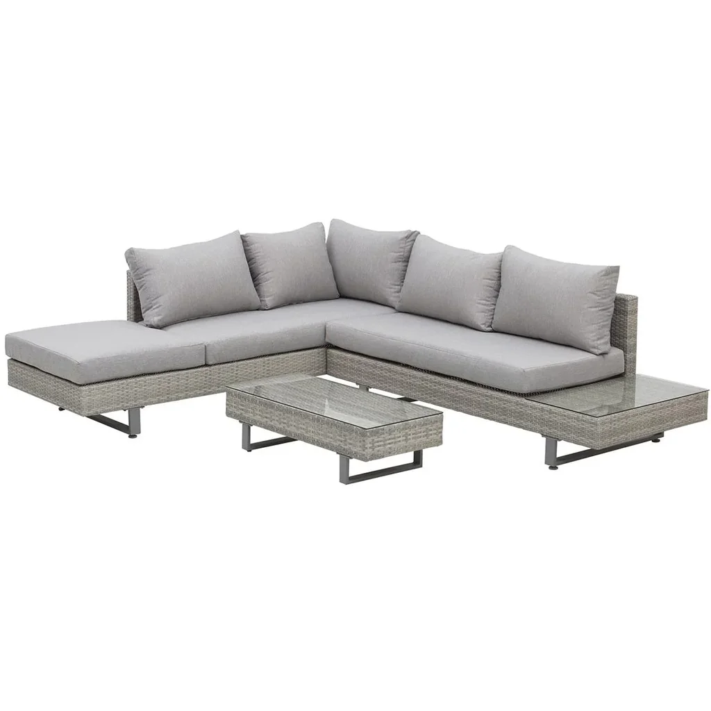 3-tlg. Luxus Polyrattan Gartengarnitur Gartenmöbel Garten-Set Sitzgruppe Loungeset Loungemöbel inkl. Ablagen und Beistel