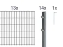 Doppelstabmattenzaun Komplettset, anthrazit, Höhe 140 cm, Länge 26 m
