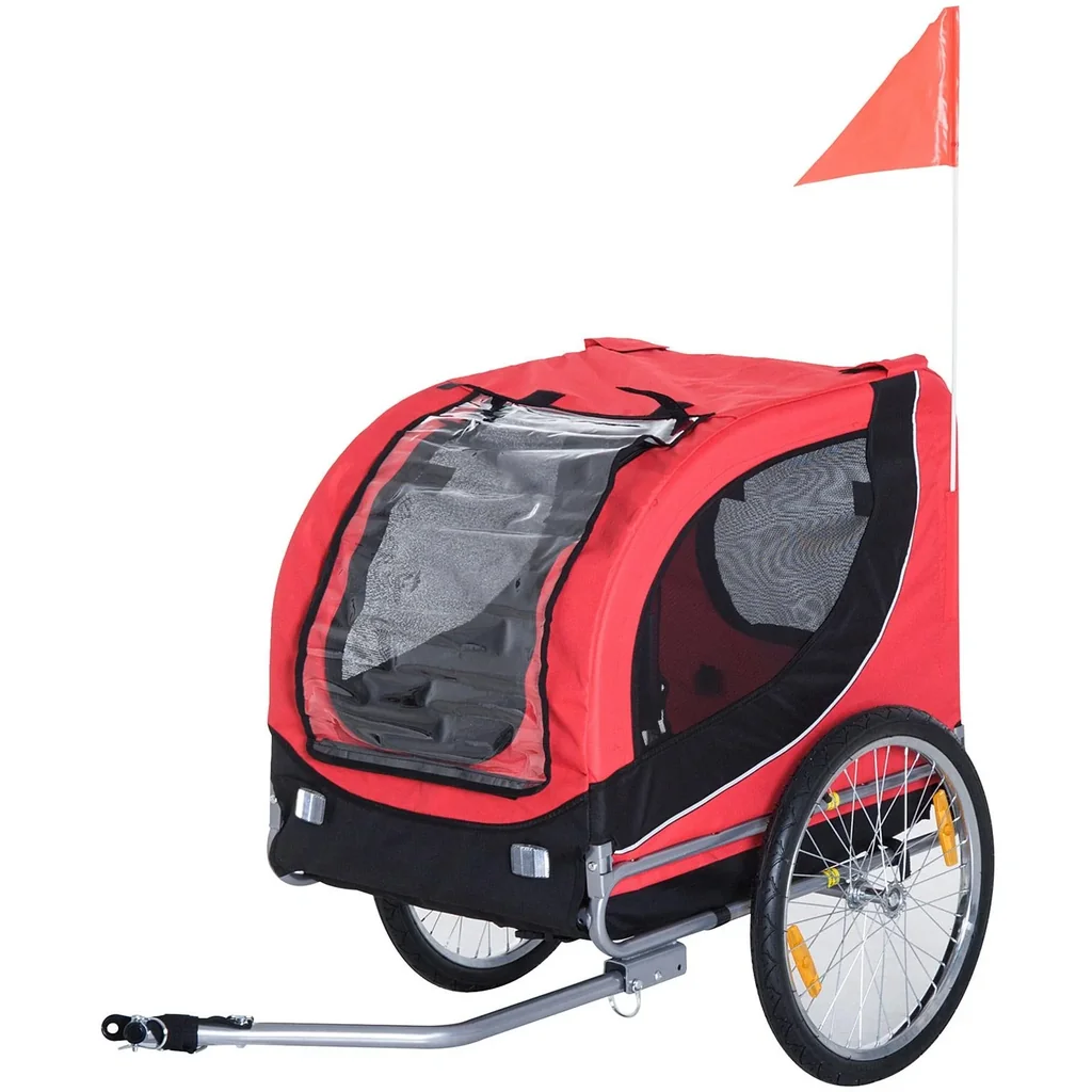Hundeanhänger Fahrradanhänger Hunde Fahrrad Anhänger Rot/Schwarz