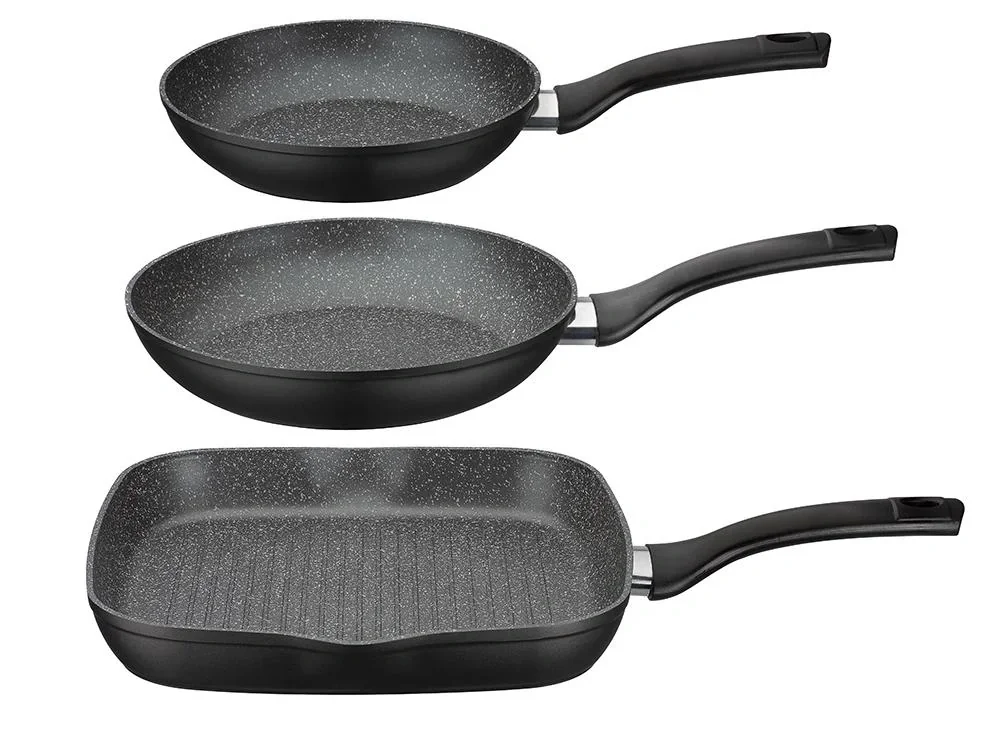 Bratpfannenset, 3-teilig aus geschmiedetem Aluminium Gourmet Granite
