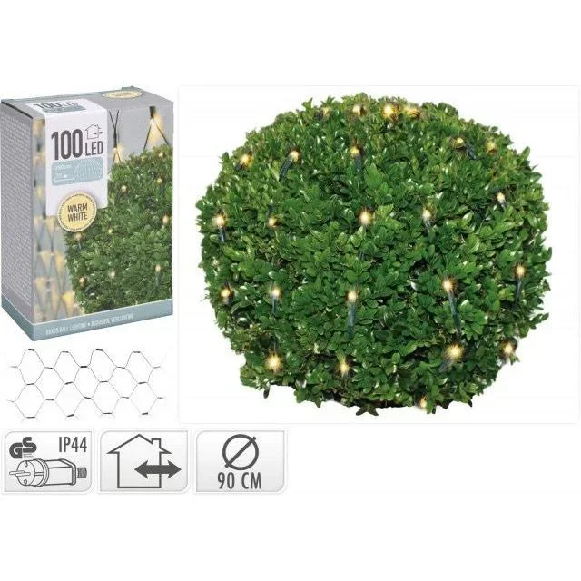 Buchsbaum-Kugelnetz 100 LED Warm-Weiß Ø 90cm - Strauch
