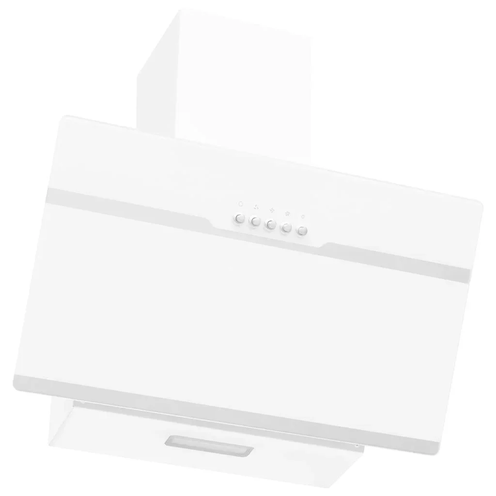 Wandhaube 60 cm aus Edelstahl und gehärtetem Glas weiß