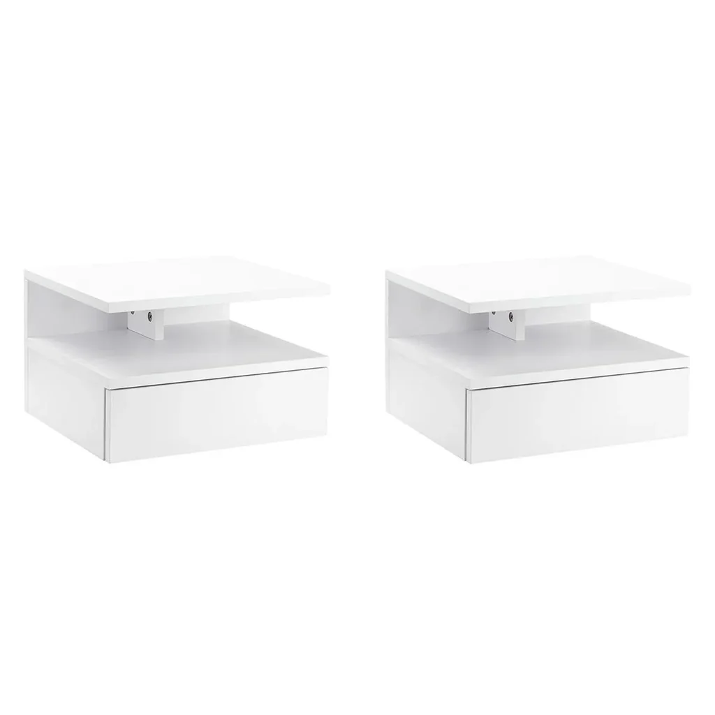 2 tlg. Wandnachttische Nachttisch Wandschrank mit Schublade Schwimmendes Design Schlafzimmer Nachtkommode Beistelltisch