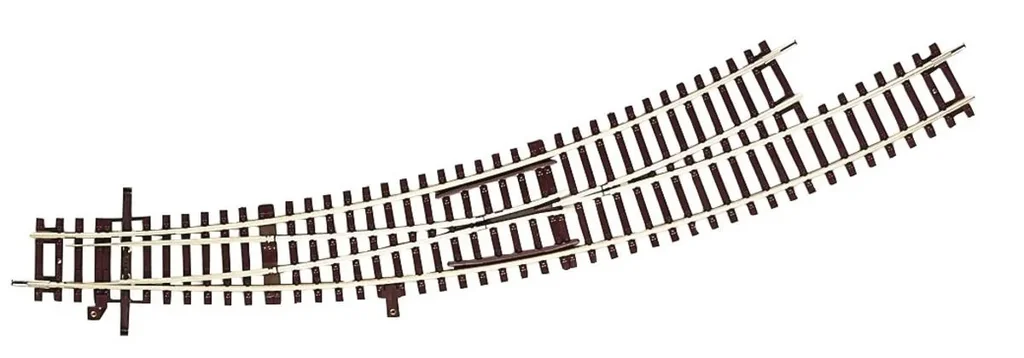 Bogenweiche links BWl5/6 ohne Antrieb, Radius des Stammgleises und des Abzweiggleises 542,8 mm (R5), Bogenwinkel 30°