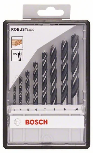 Holzspiralbohrer-Set, Robust Line, 3-10 mm, 8-teilig