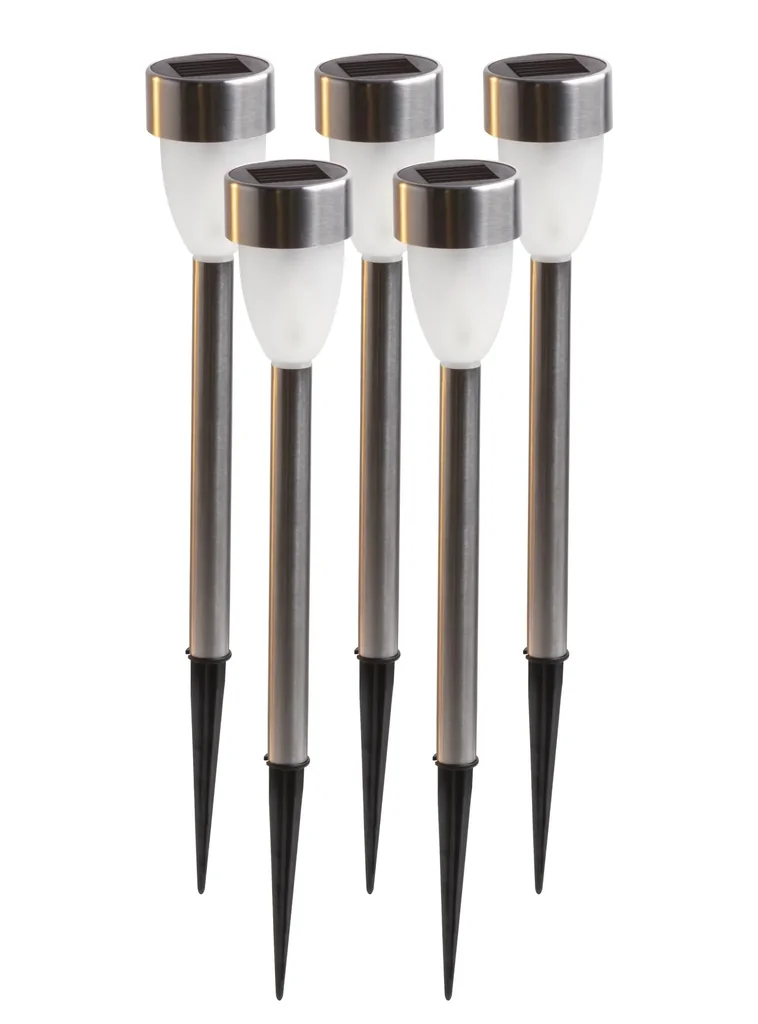 Solar LED Edelstahl Leuchten – 5 Stück