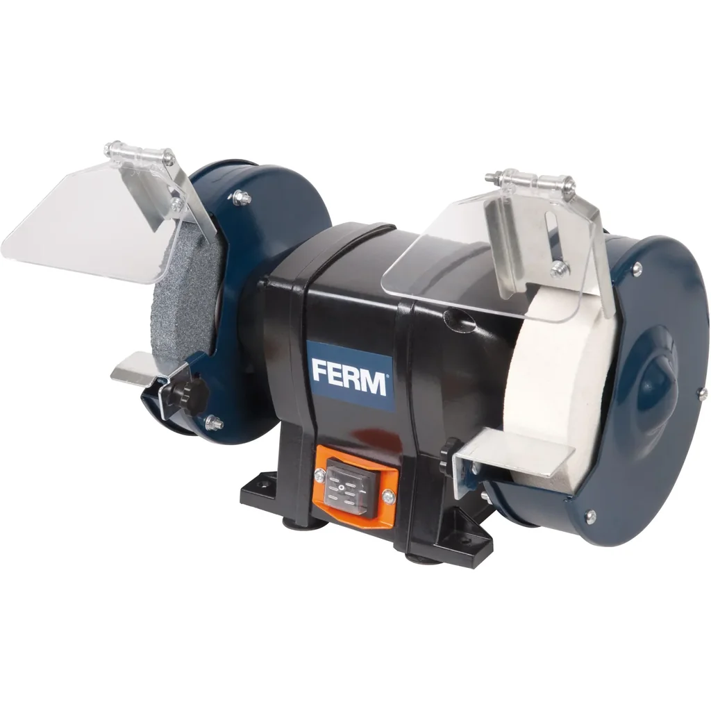 BGM1020 Doppelschleifmaschine 250W - 150mm - Montierbar - Inkl. 2 Schleifsteine (P36, P60), Schutzbrille und Funkenfänge