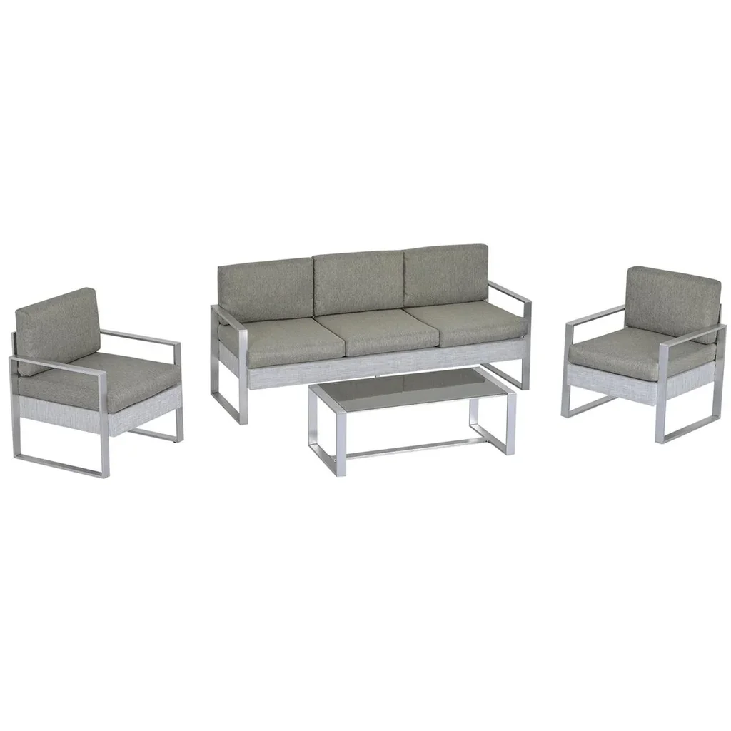 4-TLG. Gartenmöbel Gartensofa Set Garten-Lounge-Set mit Rückenlehne und Armlehne Metalldrehverfahren Garten Garnitur Sit