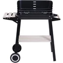 Grillwagen Standgrill Holzkohlegrill mit Windschutz 2 x Ablagefach höhenverstellbar Grillrost Metall Schwarz 87 x 45 x 8