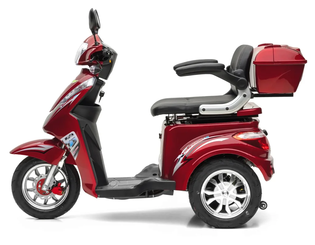 Elektro Dreirad rot - herausnehmbarer Li-Io Akku 30 Ah - 25 km/h - Seniorenmobil