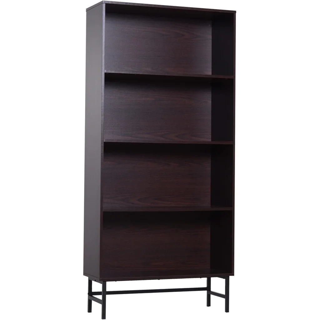 Standregal Aktenregal Bücherregal Büroregal Holzregal Arbeitszimmer 4 Fächer Dunkelkaffee 80 x 29,5 x 180 cm