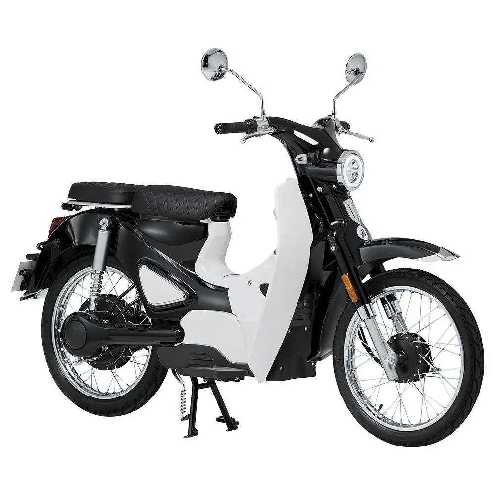 E-Roller / Retromofa "Turin" 45 km/h inklusive 26 Ah Lithium-Akku schwarz/weiß
