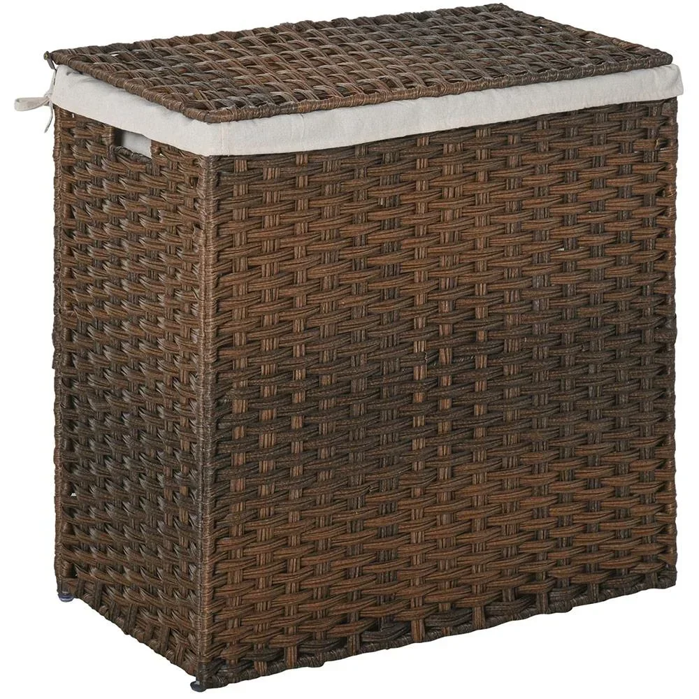 Wäschekorb platzsparend zusammenklappbar braun