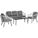 Polyrattan Gartenmöbel Set 4-teiliges Rattensofa-Set Sitzgruppe Sitzgarnitur für Pause Lounge Teetisch mit Sofa Kissen A