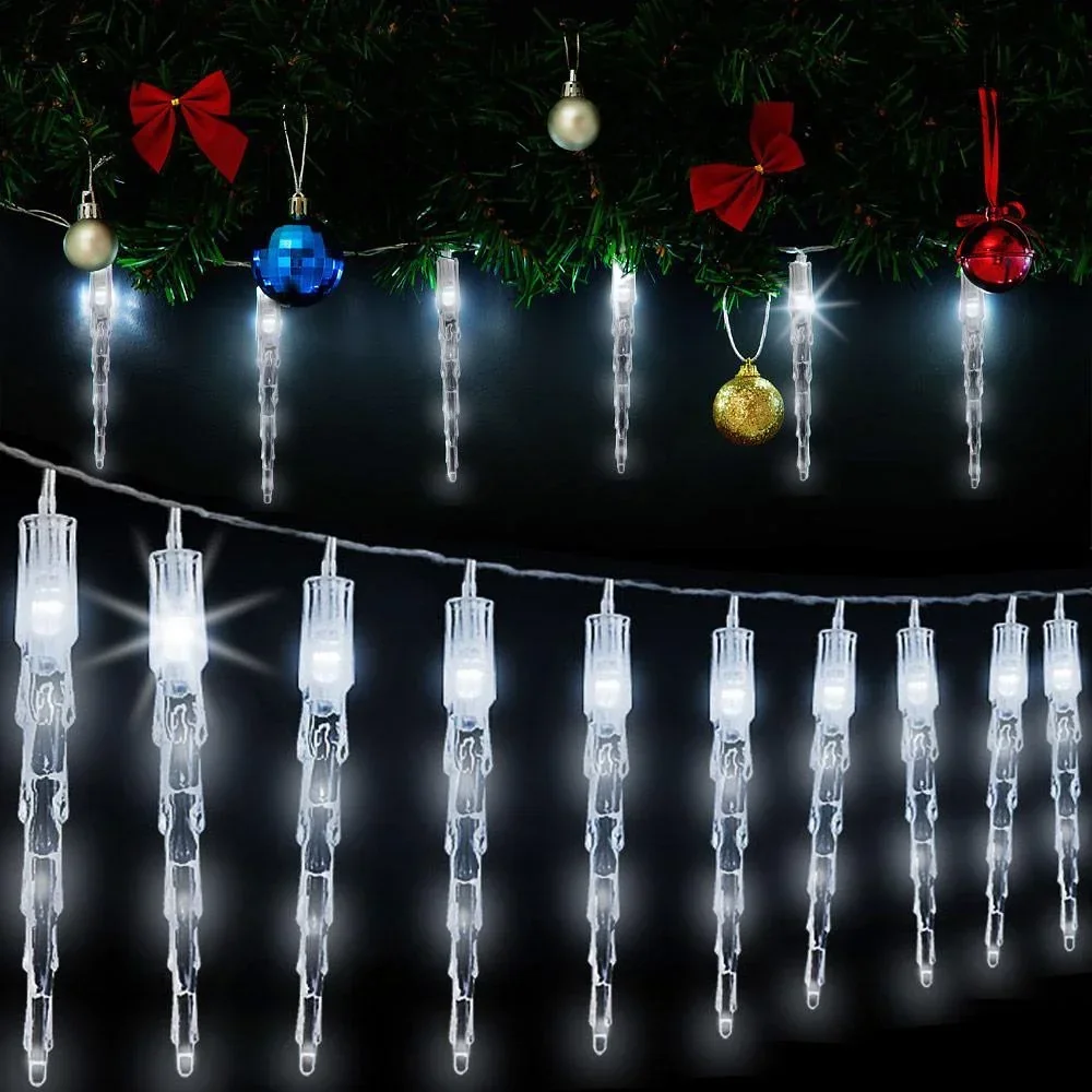 Lichterkette Weihnachten Eiszapfen 40 LED's 10,4m