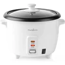 Nedis Reiskocher Abnehmbare Pfanne 1.5L Dämpfdorn Glasdeckel Inkl. Messbecher und Schöpfkelle 500W Weiß