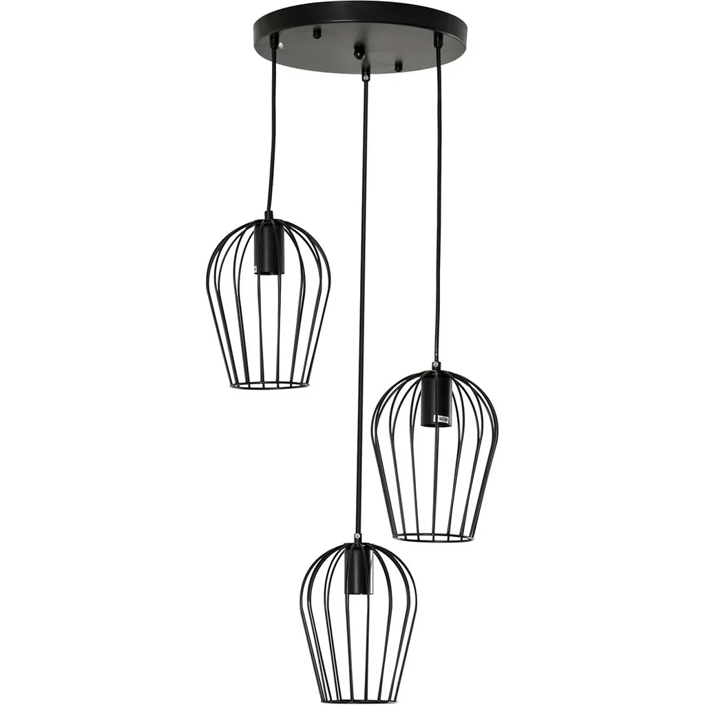 Pendelleuchte mit dem Metalldrahtkäfig-Design schwarz