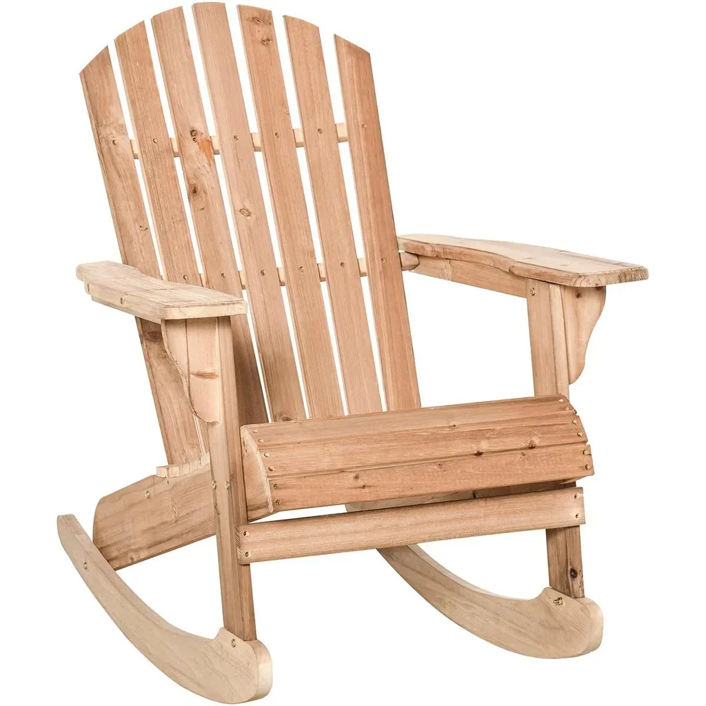 Adirondack Gartenstuhl Schaukelstuhl Schaukelsessel Gartensessel Gartenmöbel Balkonstuhl Natur 77 x 94 x 97 cm