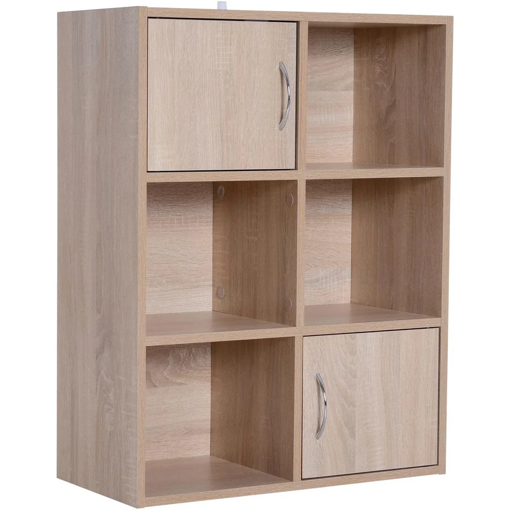 6 Fächer Bücherregal Standregal Raumteiler Dekoregal Schrank Holz Natur 61,5 x 29,5 x 80 cm