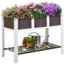 Pflanztisch Gartenarbeitstisch hölzerne Gartenbeete für Gemüse Blumen, Pflanzkübel mit Regal, 119 x 57 x 89 cm, Tanne, n