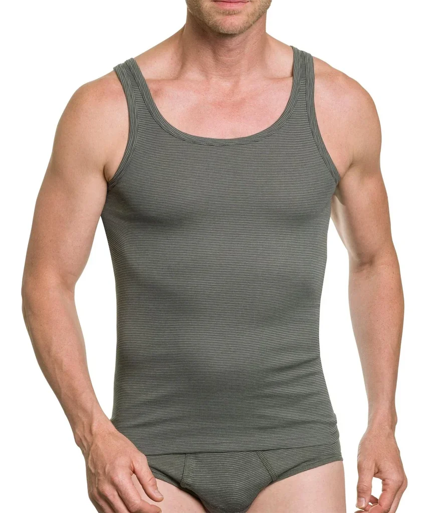 Achselshirt mit Streifen, Farbe oliv, Gr.M