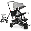 4-in-1 Kinderdreirad Kinder Fahrrad mit Sicherheitsgurt und Sonnendach Dreirad Kinderauto Kinderwagen PP-Kunststoff PA