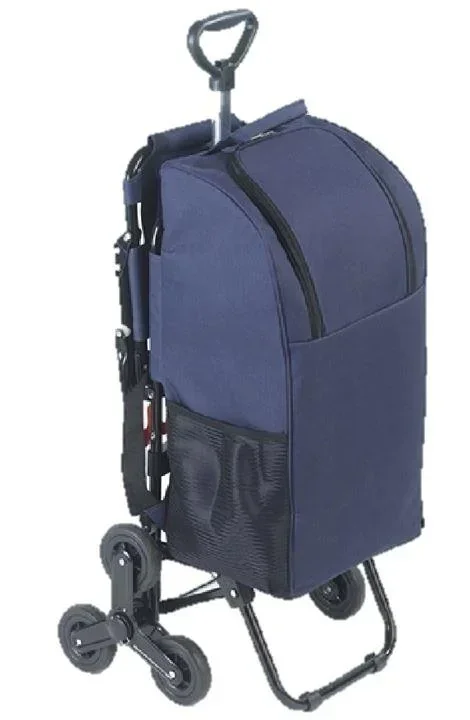 Treppensteiger-Einkaufstrolley mit Sitz, Blau
