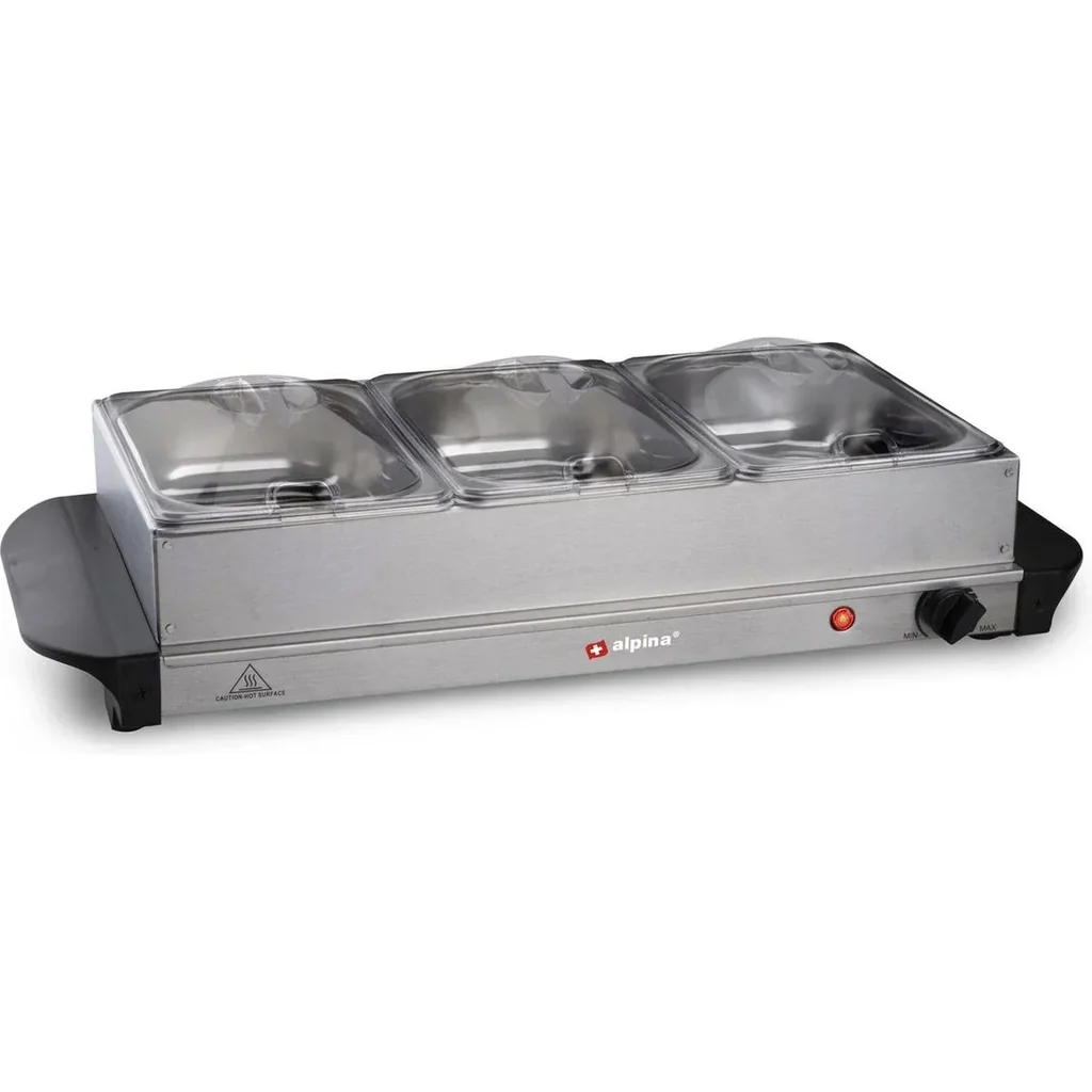 Buffetwärmer - 3 Fächer 1,25 Liter - Heizplatte - Thermostat
