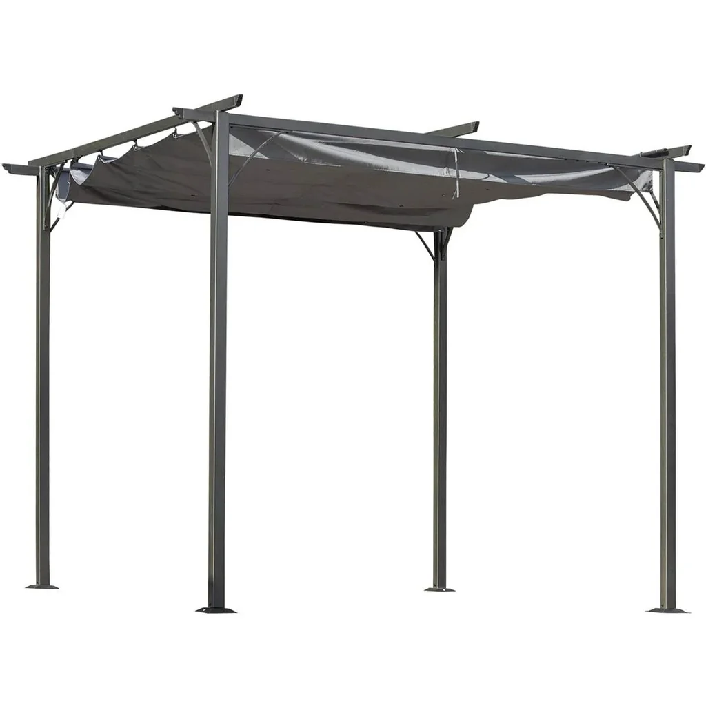 Pergola mit Schiebedach, Schwarz+Grau, 3 x 3 m
