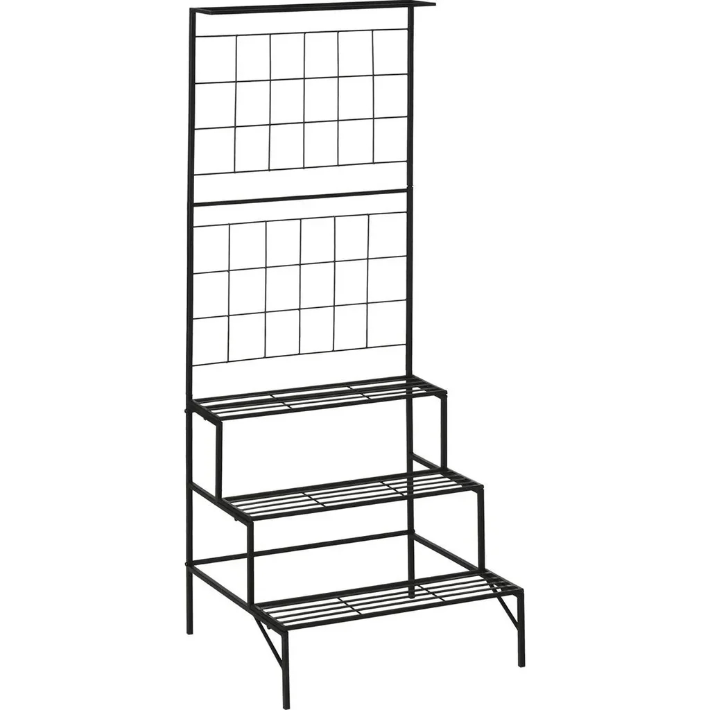 Pflanzentreppe mit Spalier und 3 Stufen Metall schwarz 60 x 53,5 x 159,5 cm