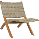 Relaxsessel aus natürlichem Kubu-Rattan und massivem Mahagoni
