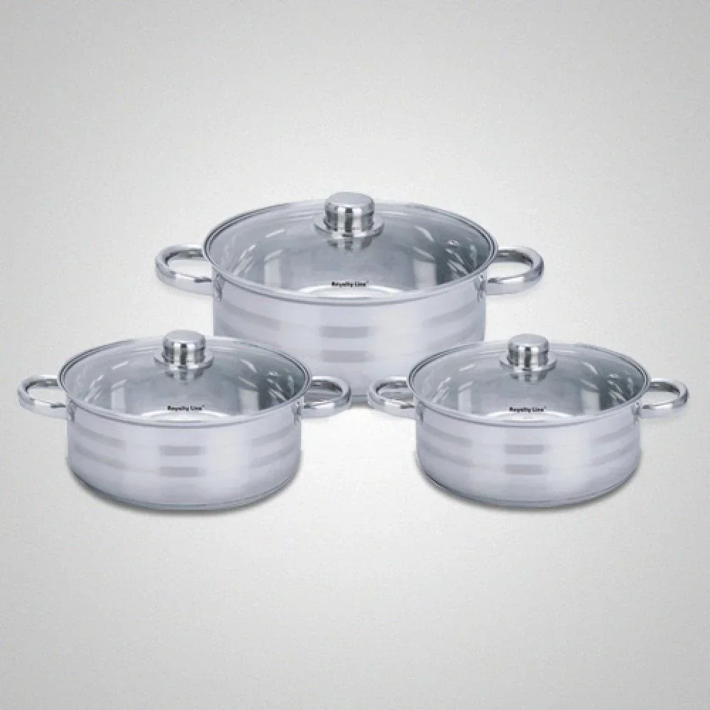 Topf- und Pfannenset 6-teilig - mit Glasdeckeln - 19,5cm und 20,5cm - aus Edelstahl