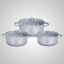 Topf- und Pfannenset 6-teilig - mit Glasdeckeln - 19,5cm und 20,5cm - aus Edelstahl