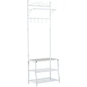 Kleiderständer mit 3 Schuhablagen Flur Stahl Weiß