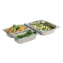 GN Behälter-Set, 4-teilig bestehend aus: Edelstahlbehälter 1x GN 1/2 + 2x GN 1/4 + 1 Adapter