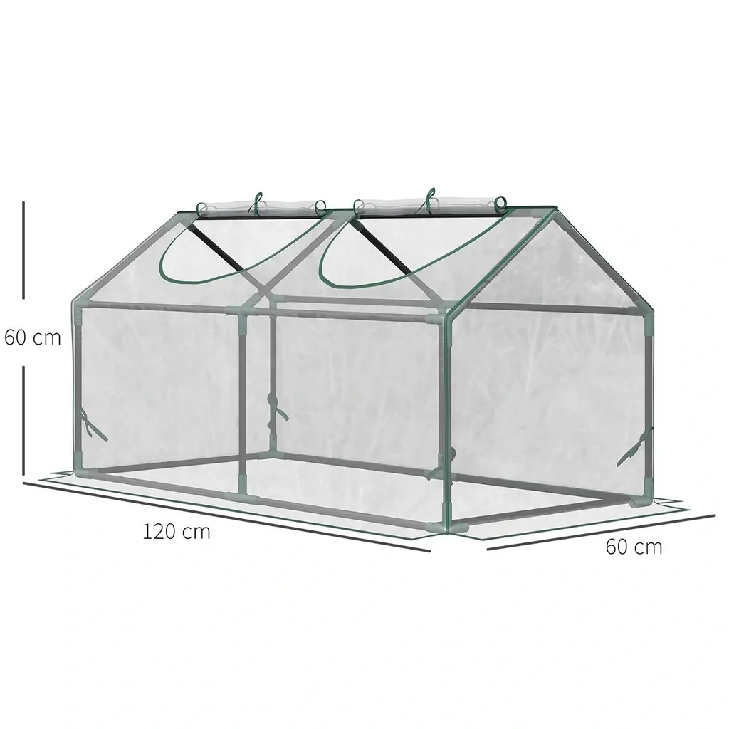 Gewächshaus mit Fenster PVC-Gewächshaus Tomatengewächshaus Frühbeet 119 x 60 x 60 cm transparent