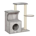 Kratzbaum mit Katzenhöhle Katzenbaum Kletterbaum für Katzen E1 MDF Sisal Grau 66 x 38 x 88 cm