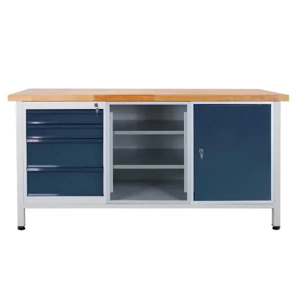 Werkbank / Werktisch 4 Schubladen, 3 Fachböden, 1 Tür, L1700xB600xH840mm