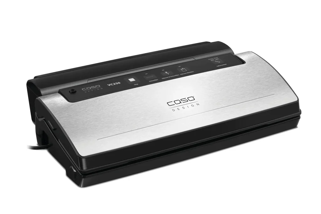 Vakuumierer Edelstahl VC250, 120 Watt, GRATIS dazu 2 Profi Rollen und Vakuumierschlauch für Behälter