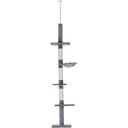 Kratzbaum Kletterbaum Spielbaum Katzenkratzturm deckenhoch höhenverstellbar Holz+Sisal+Plüsch Grau 40x30x(230 260) cm