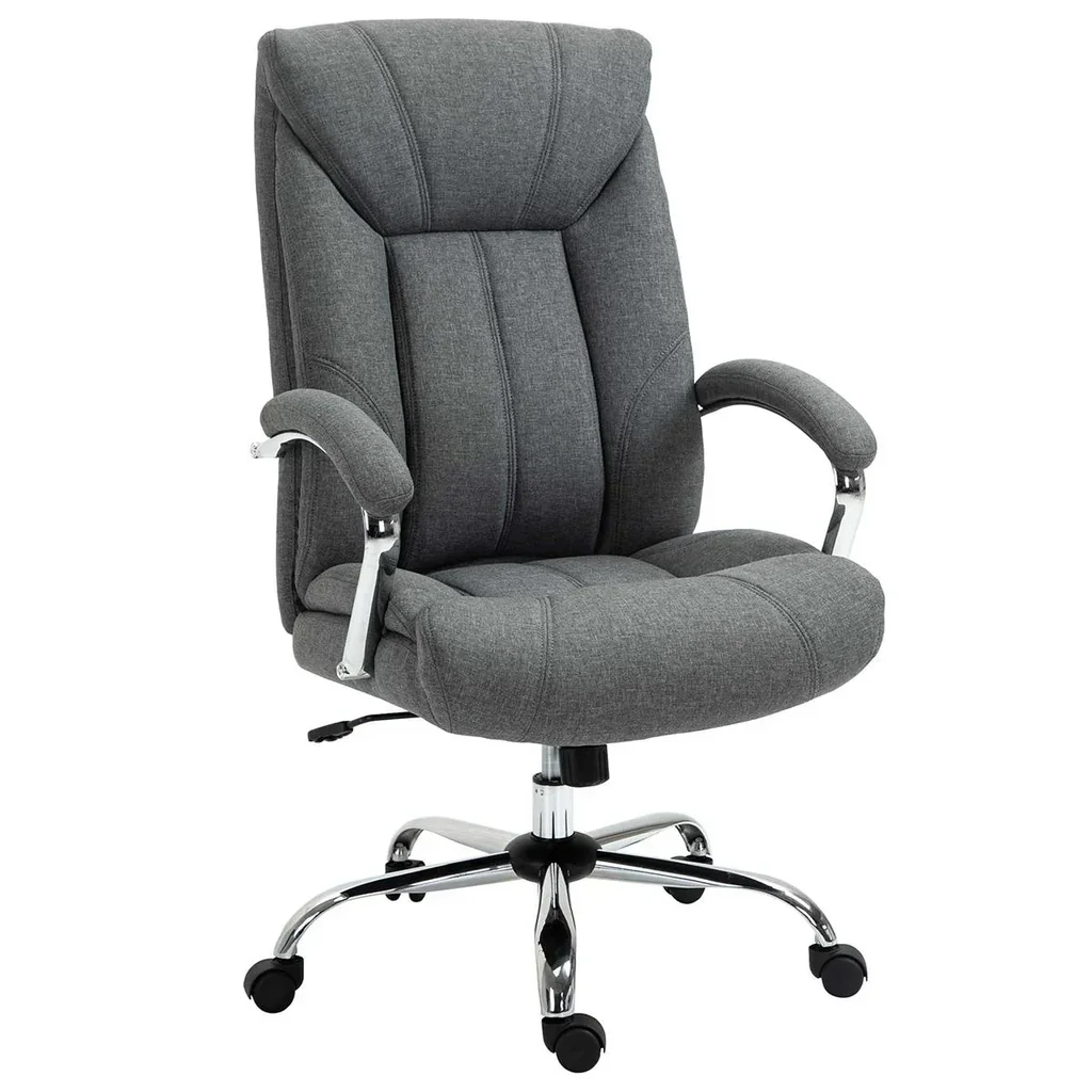 Bürostuhl mit Wippfunktion höhenverstellbarer Schreibtischstuhl Drehstuhl mit Rückenlehne Nylon Grau 65 x 78 x 110-120 c