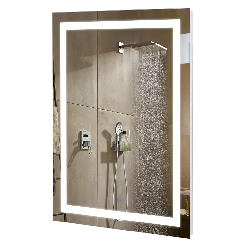 Badezimmerspiegel mit LED-Beleuchtung, weiß