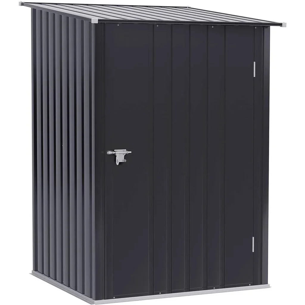 Gerätehaus mit Pultdach 1 x 1 m Metall Gartenhaus Geräteschuppen 0,92 m² verzinkter Stahl Dunkelgrau
